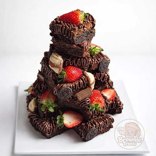 Brownie Tower Cake with Strawberry